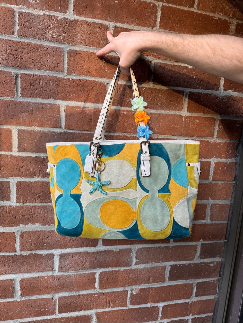 Vintage Coach Optic Signature Suede Gallery Tote